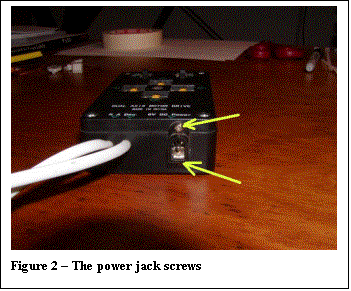 Text Box:  
Figure 2 � The power jack screws

