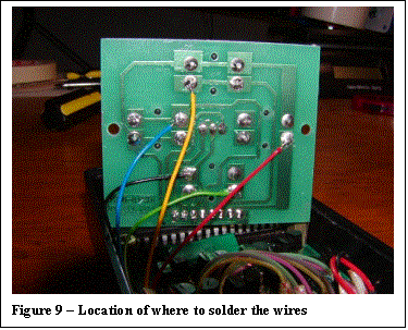 Text Box:  
Figure 9 � Location of where to solder the wires

